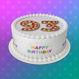93rd Birthday Red & Gold Edible Icing Cake Topper or Ribbon