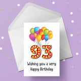 93rd Birthday Red & Gold Edible Icing Cake Topper or Ribbon