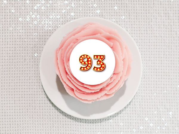 93rd Birthday Red & Gold Edible Icing Cake Topper or Ribbon