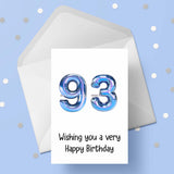 93rd Birthday Blue Card