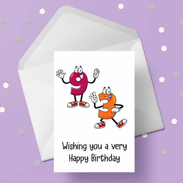 93rd Birthday Cartoon Numbers Card