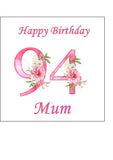 94th Birthday Flowers Edible Icing Cake Topper or Ribbon