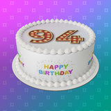 94th Birthday Red & Gold Edible Icing Cake Topper or Ribbon