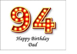 94th Birthday Red & Gold Edible Icing Cake Topper or Ribbon