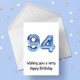 94th Birthday Blue Card