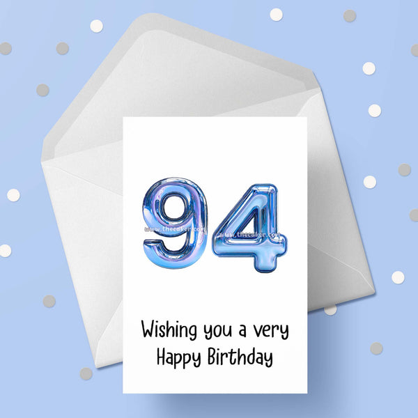 94th Birthday Blue Card