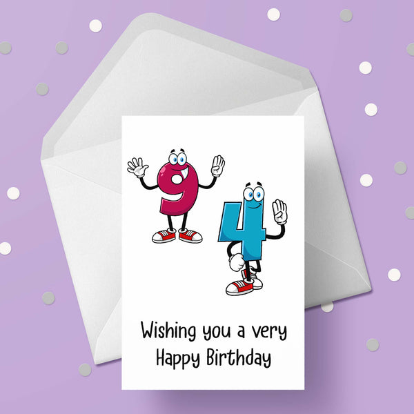 94th Birthday Cartoon Numbers Card