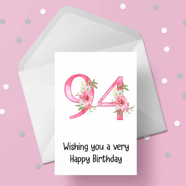 94th Birthday Flowers Card