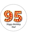 95th Birthday Red & Gold Edible Icing Cake Topper or Ribbon