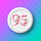 95th Birthday Flowers Edible Icing Cake Topper or Ribbon