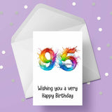 95th Birthday Rainbow Numbers Card