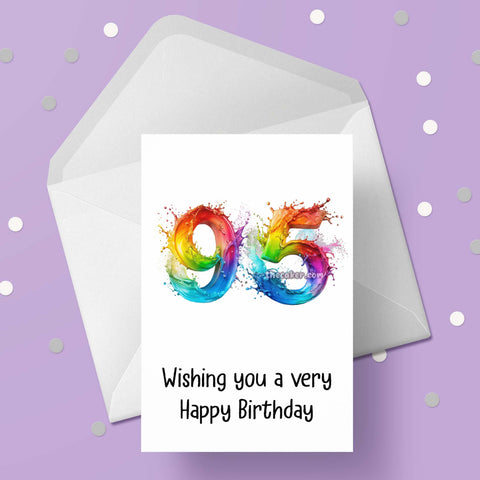 95th Birthday Rainbow Numbers Card
