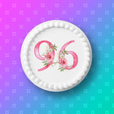 96th Birthday Flowers Edible Icing Cake Topper or Ribbon