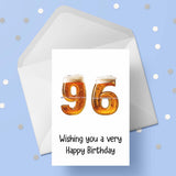 96th Birthday Card with Beer Numbers