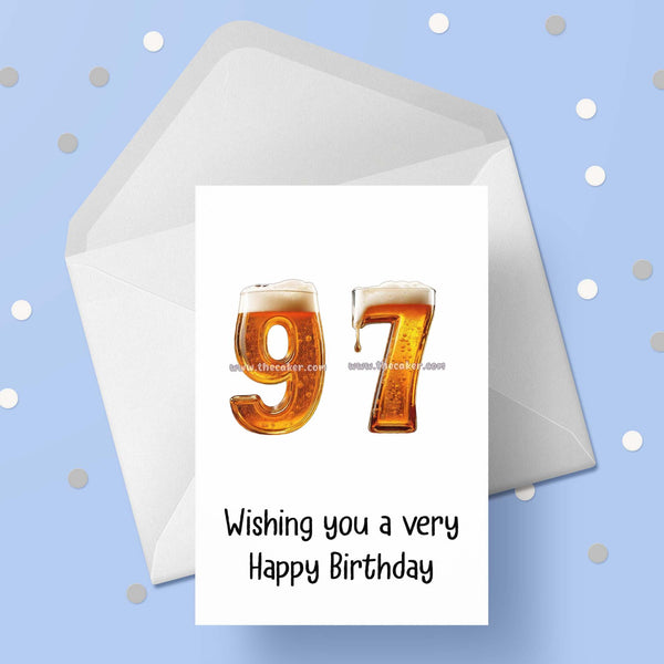 97th Birthday Card with Beer Numbers