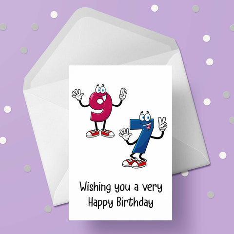 97th Birthday Cartoon Numbers Card