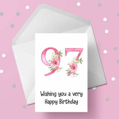 97th Birthday Flowers Card