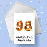 98th Birthday Card with Beer Numbers