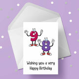 98th Birthday Cartoon Numbers Card