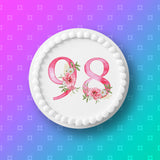 98th Birthday Flowers Edible Icing Cake Topper or Ribbon