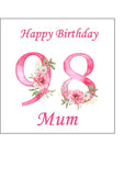 98th Birthday Flowers Edible Icing Cake Topper or Ribbon