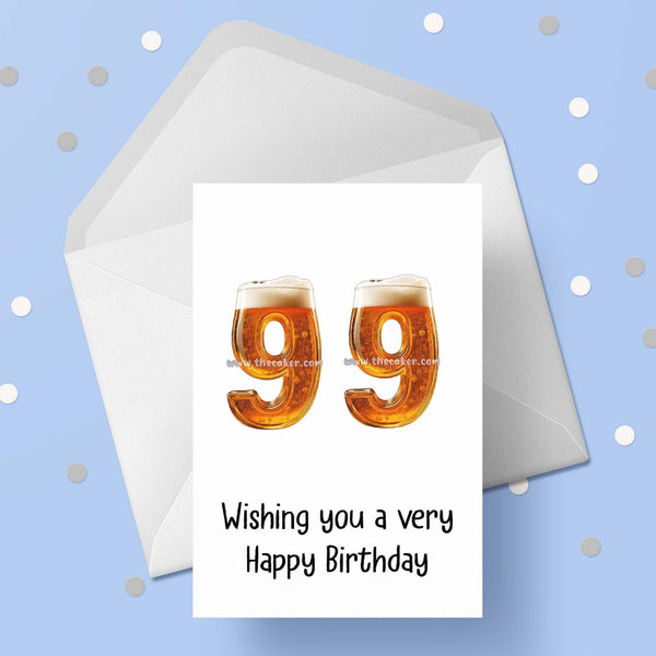 99th Birthday Card with Beer Numbers