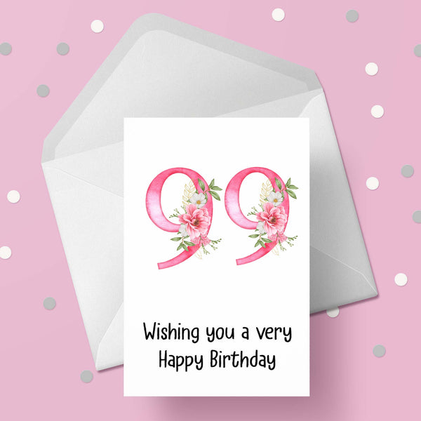 99th Birthday Flowers Card