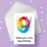 09 9th Birthday 04 Birthday Card with Rainbow number