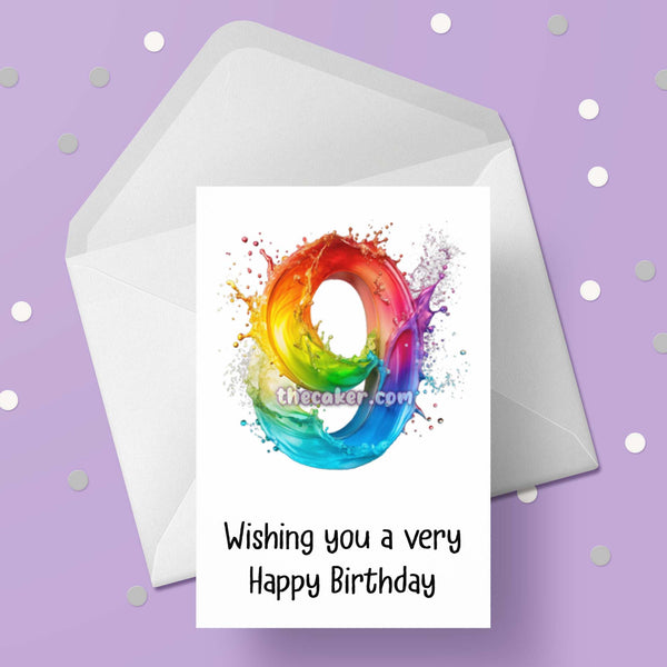 09 9th Birthday 04 Birthday Card with Rainbow number