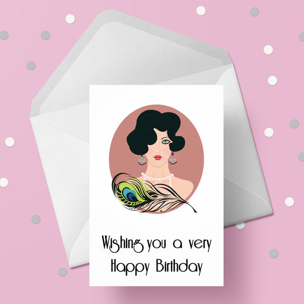 Art Deco Lady 05 Birthday Card