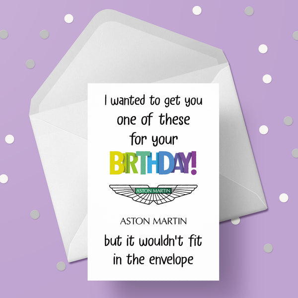 Funny Aston Martin Birthday Card