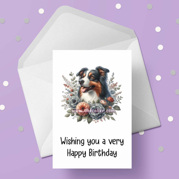 Australian Shepherd Dog Birthday Card 01