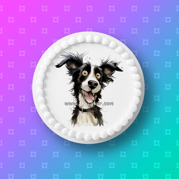 Border Collie 01 Edible Icing Cake Topper or Ribbon