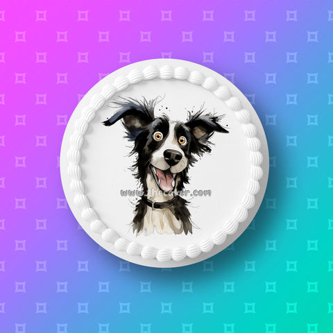 Border Collie 01 Edible Icing Cake Topper or Ribbon