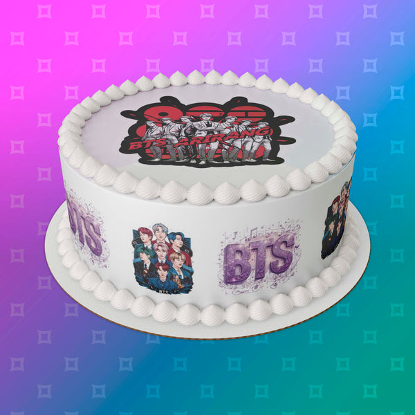 BTS Edible Icing Cake Topper or Ribbon 07