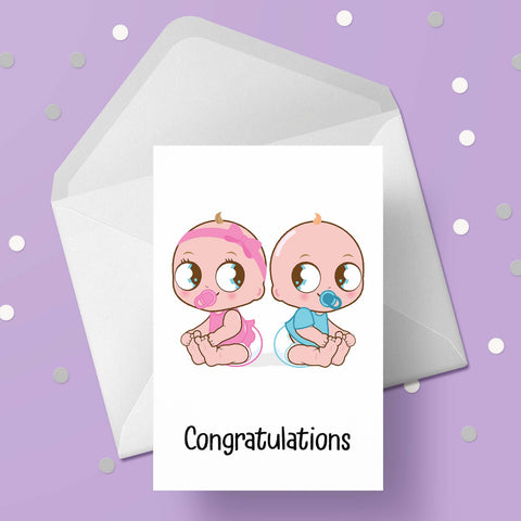 New Baby Card 07 - Twins