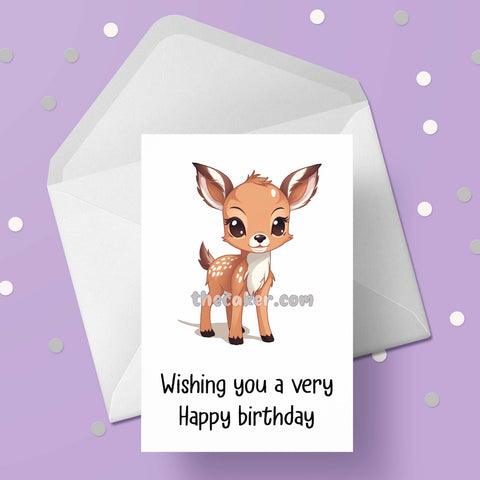 Baby Deer Birthday Card