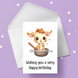 Baby Giraffe Birthday Card
