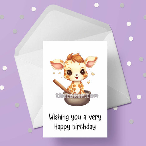 Baby Giraffe Birthday Card