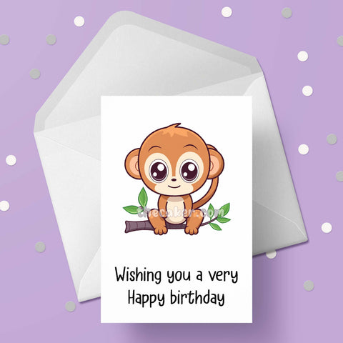 Baby Monkey Birthday Card