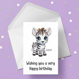 Baby Zebra Birthday Card