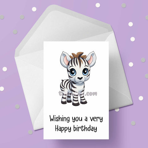 Baby Zebra Birthday Card