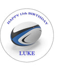 Rugby Ball 01 Edible Icing Cake Topper (Blue)