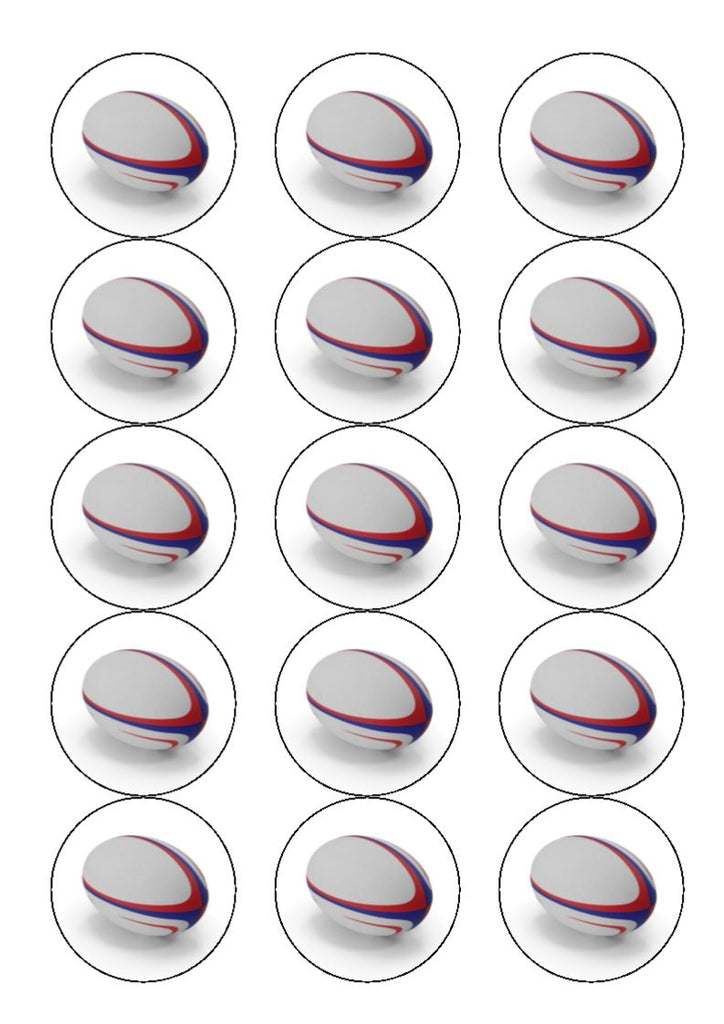 Rugby Ball Edible Icing Cake Topper (Red & Blue) the caker online