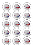 Rugby Ball Edible Icing Cake Topper 02 (Red & Blue)