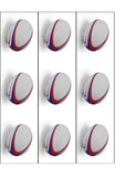 Rugby Ball Edible Icing Cake Topper 02 (Red & Blue)