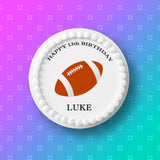 Rugby Ball Edible Icing Cake Topper 03 (Orange)