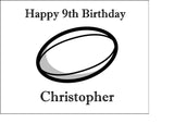 Rugby Ball Edible Icing Cake Topper 04 (Black)