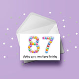 87th Birthday Balloons Edible Icing Cake Topper or Ribbon