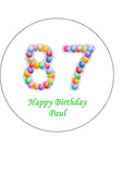 87th Birthday Balloons Edible Icing Cake Topper or Ribbon